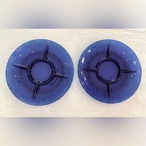 (2) NWOTs Royal (Blue) Sapphire French Snack/Party Trays and Storage Bag.